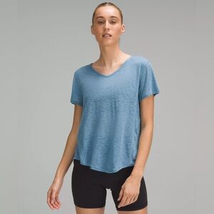 Lululemon Tie-Back Lightweight Yoga Short-Sleeve T-Shirt Utility Blue—Size 4 NWT